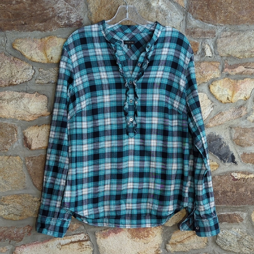Talbots Ruffle Trim Popover Blouse